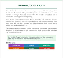 Load image into Gallery viewer, 25 Tennis Drills for Kids and Parents